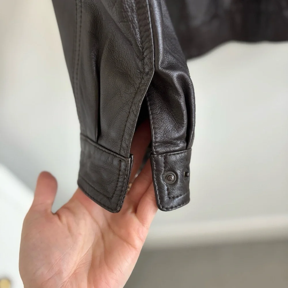 Bruno Magli Italian Brown Soft 100% Leather Made in Italy Jacket Size 42 Lined